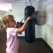 Checking out the new boxing bag at the Ottawa Athletic Club.